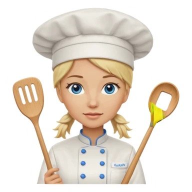 Sexy Long Blonde hair blue eyed female chef sticker
