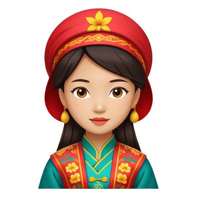 Asian girl wearing traditional Vietnamese clothes sticker