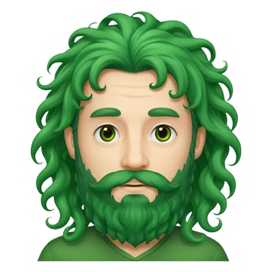 green long curly hair and beard man sticker