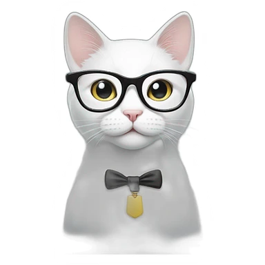 white cat with glasses sticker