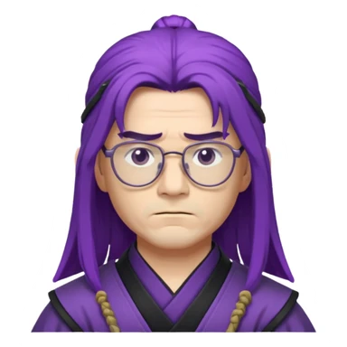 purple long hair samurai with glasses sticker