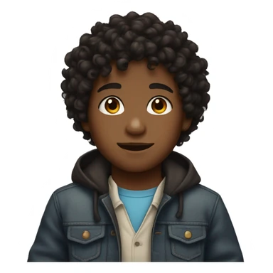Black curly hair, brown skin, little boy sticker