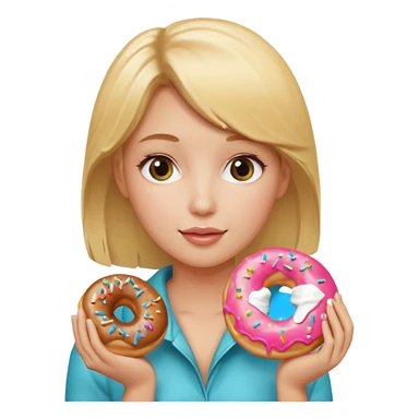 blonde female holding donut sticker