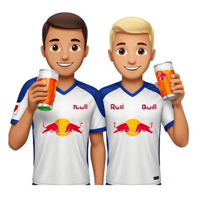 Red bull energy drink imogi for soccer players drinking red bull energy drink while playing soccer sticker