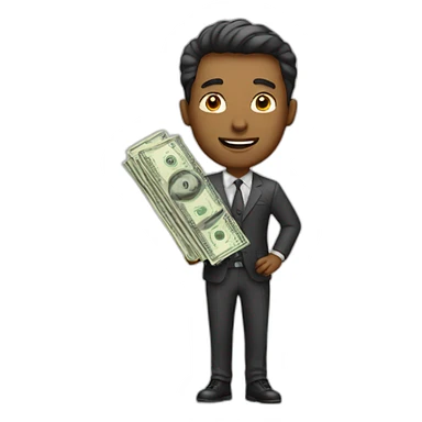 Man with money sticker