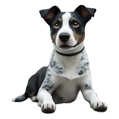 Black and white Blue heeler pointer mix in outdoor setting sticker
