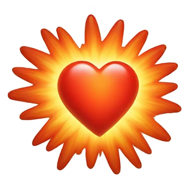 bursting heart glowing red-orange warmth sticker