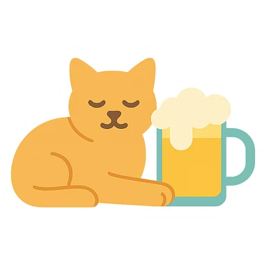 кот лежит и пьет пиво sticker