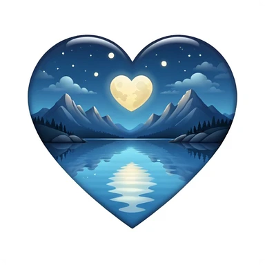 heart with moonlit lake theme sticker