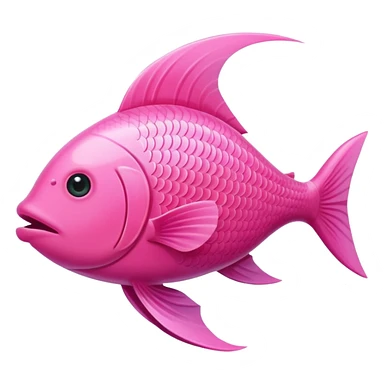 the flat side view of a pink fictional fish with a unique shape sticker