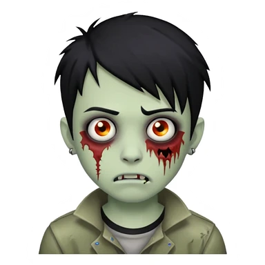 boy zombie with black hair emo and piercing on eyebrow  sticker