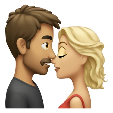 Brunet man kiss blond woman  sticker
