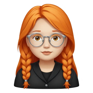girl with chubby cheeks, long orange hair, and silver glasses. Black clothes sticker
