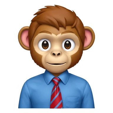 red monkey with blue shirt,brown tie sticker