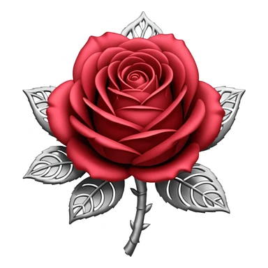 Black and silver filigree rose bud, 3D, extremely detailed design sticker