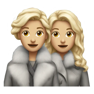 Two blondies with white skin in grey fur coats  sticker