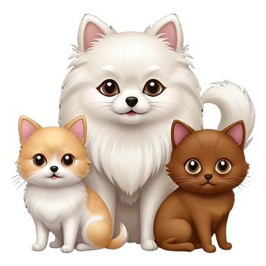 White pomeranian , black cat and Brown cat sticker