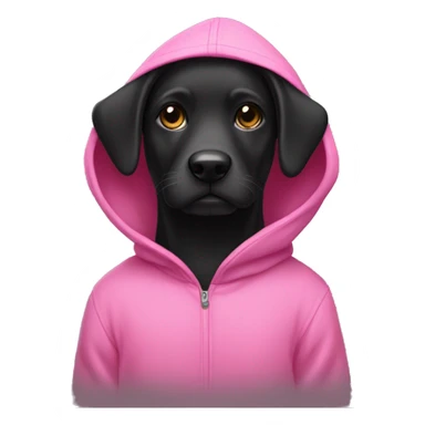 Black dog with a Pink hoodie on sticker