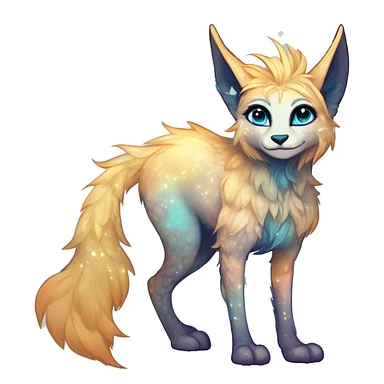 Cool cute Kawaii edgy ethereal futuristic modern epic fantasy animal sparkle fursona Fionbri creature by griffsnuff & LiLaiRa & Falvie full body sticker