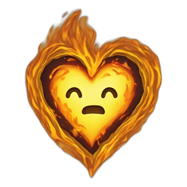 yellow heart with fire  sticker