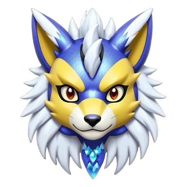 Colorful edgy dark gloomy shiny sparkly glittery WereGarurumon-Renamon-Zeraora-fusion sticker