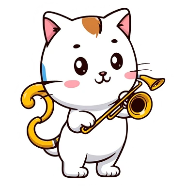 cat playing trombone sticker