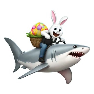 easter bunny riding a shark  sticker