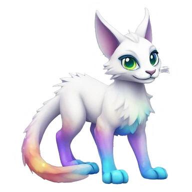 Cute Kawaii Epic Ethereal Sparkly Colorful Sergal-Caracal-Vernid full body sticker