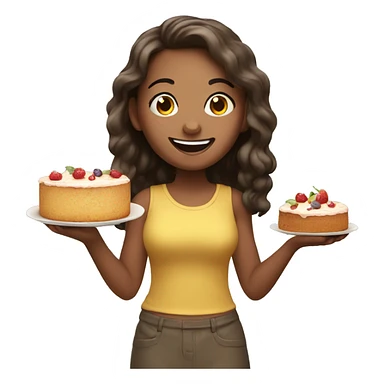 happy girl holding food cake  sticker
