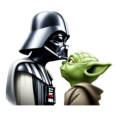 Darth Vader kissing Yoda ￼ sticker