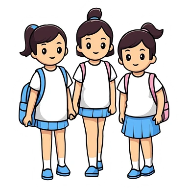 three girls sticker