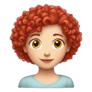 Red curly haired white girl with love and hearts sticker