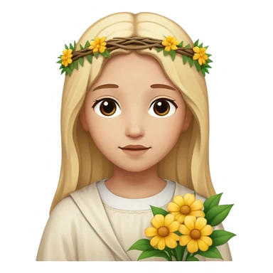 Girl blonde with jesus and flowers sticker
