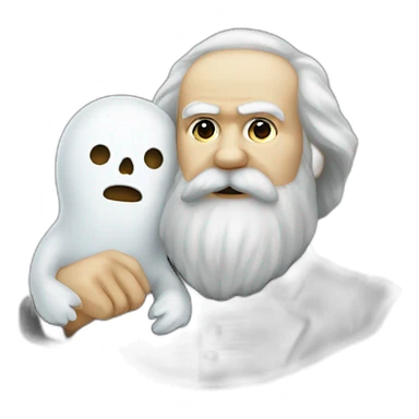 karl marx holding ghost casper sticker
