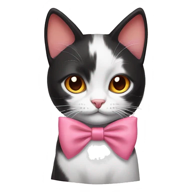 orange black white cat with a pink bow sticker
