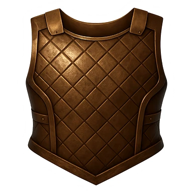 Make the bronze chainbody look more realistic and metallic, similar to the bronze helmet. Add shine and a worn bronze texture. The style should resemble emoji style with a transparent background. sticker