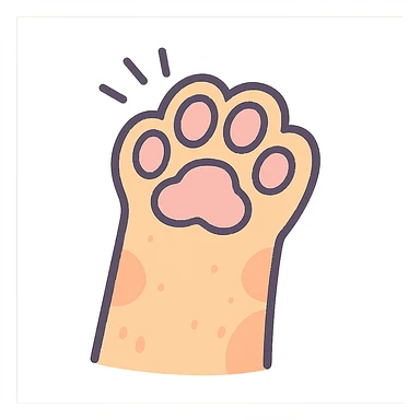 cat paw, pastel toon style, soft colors, cartoonish sticker