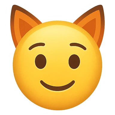 yellow face with orange fox ears, digital illustration, emoji style sticker