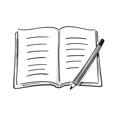 a copybook with pencil, academic study mood, hand-drawn doodle style sticker