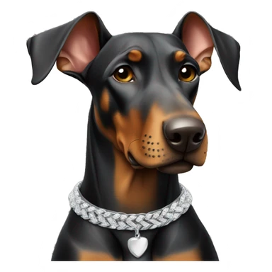 Doberman with silver necklace sticker