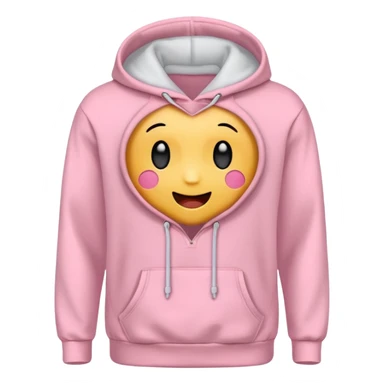 baby pink colour hoodie( only hoodie packshot) with hood emoji  sticker