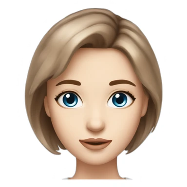 beautiful-girl,blue-eyes,brown-short-hair,white-skin,-makeup, sticker