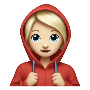 Ferret in hands of a blond girl with blue eyes in red hoodie  sticker