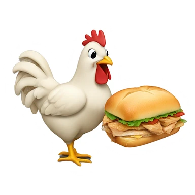 chicken eating a sandwhich sticker