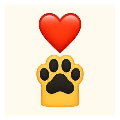 Make it apple style emojis: Stack the two black puppy paws vertically, keep the heart and original style sticker