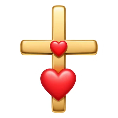Two red  hearts around  a simple gold cross  sticker