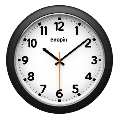 wall clock showing 8 am sticker