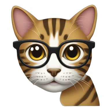 Tabby striped cat with glasses sticker