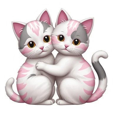 two white pink cats grooming each other sticker