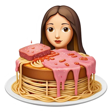  SPAM meat melted pink dripping sauce spaghetti monalisa  sticker